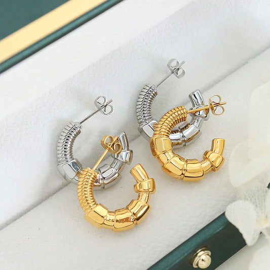 C-shaped Screw and Nut Earrings