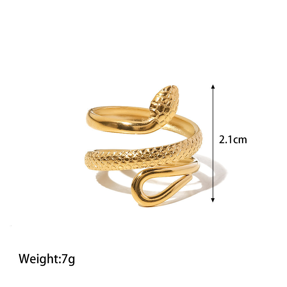 18K Gold Classic Texture Snake Adjustable Ring