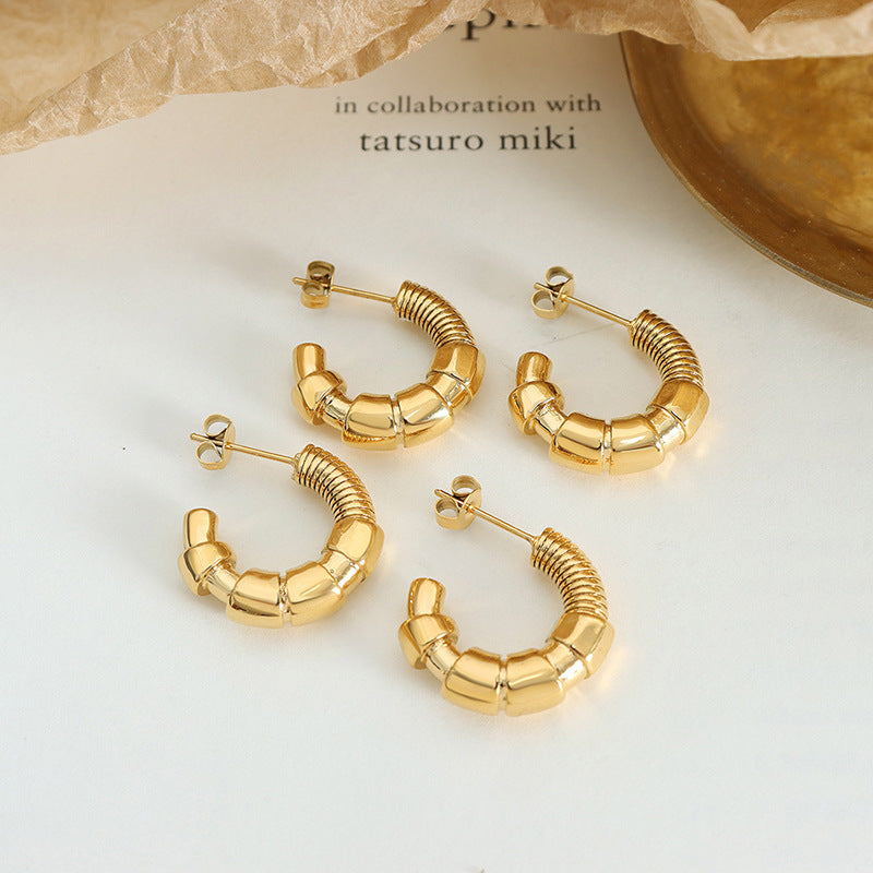 C-shaped Screw and Nut Earrings