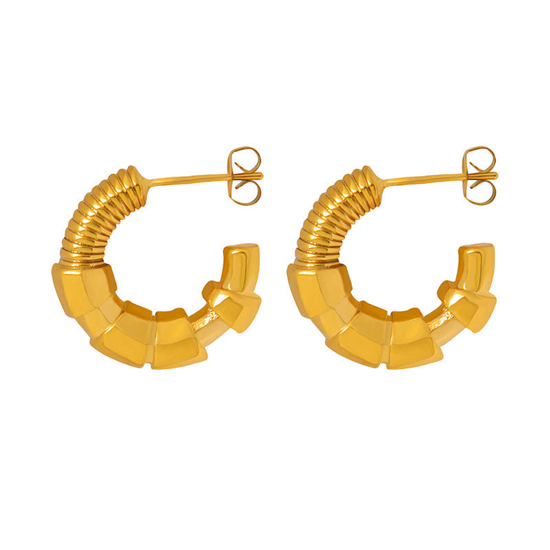 C-shaped Screw and Nut Earrings