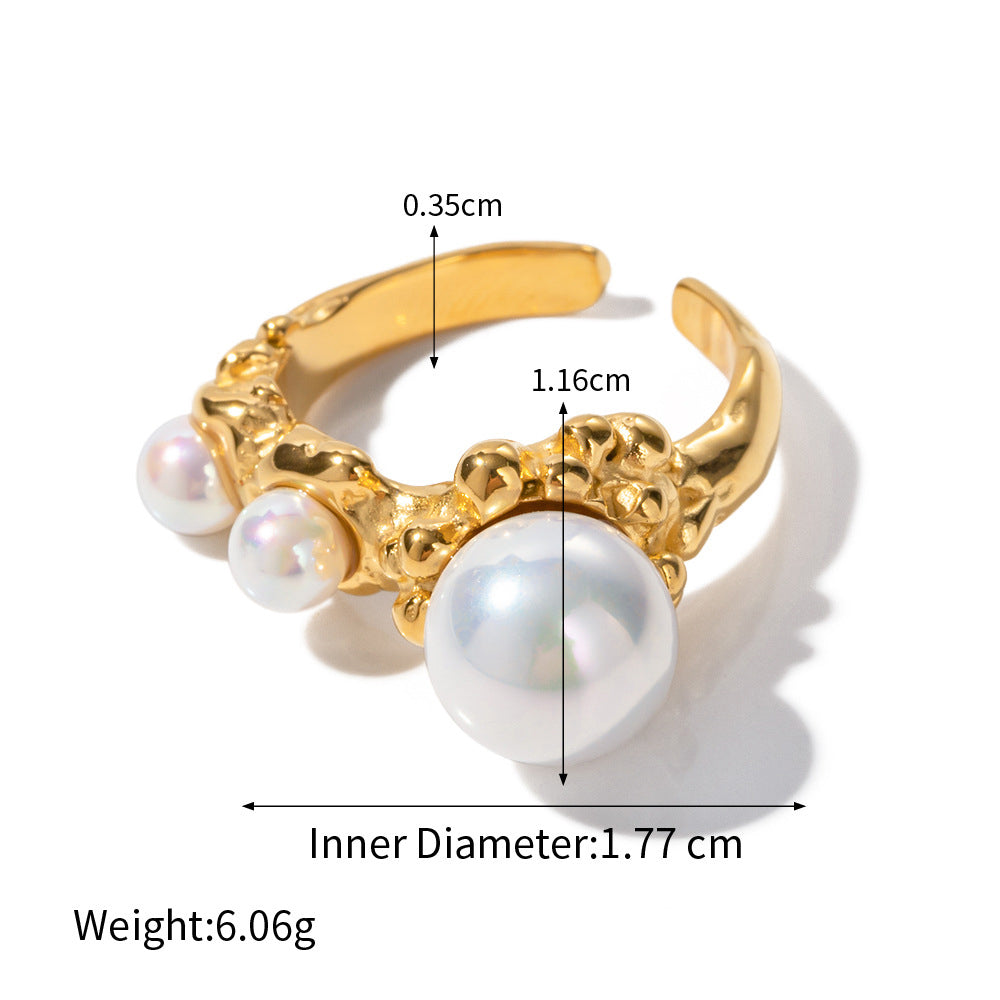 18K Gold Pearl Open Design Ring