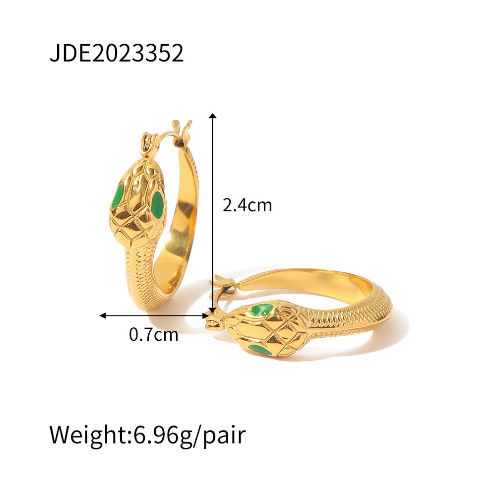 18K Gold Inlaid Snake Earrings