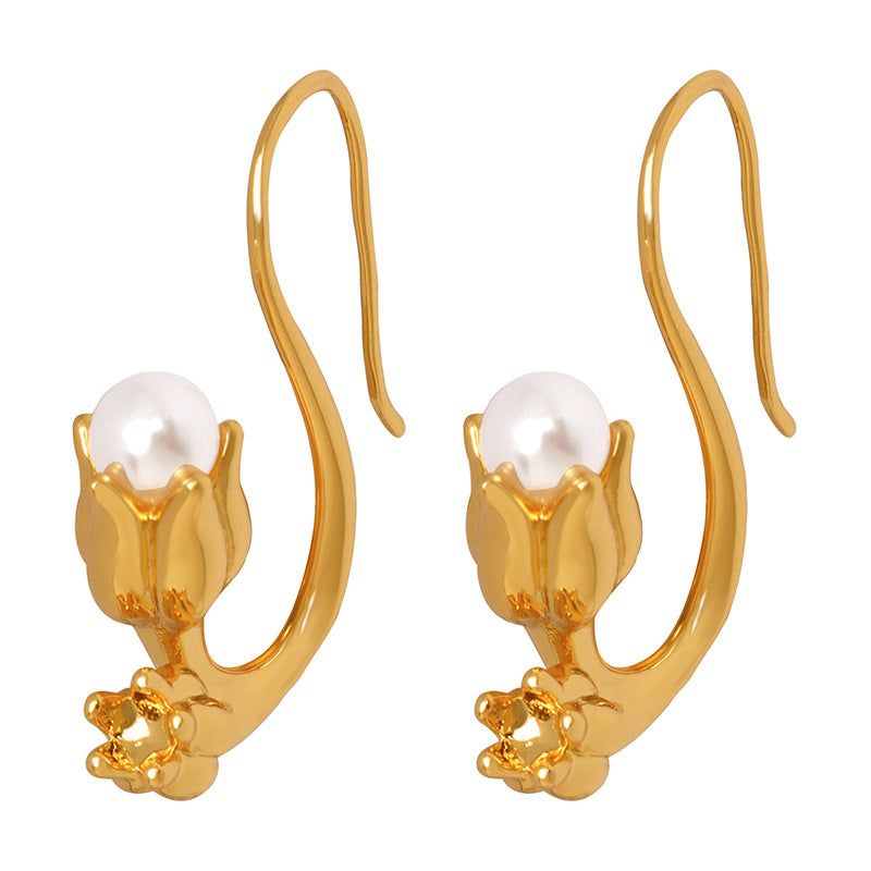 Tulips with Pearl Design Earrings