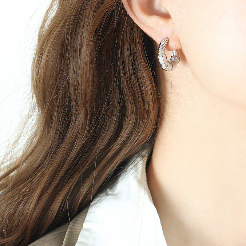 C-shaped Screw and Nut Earrings