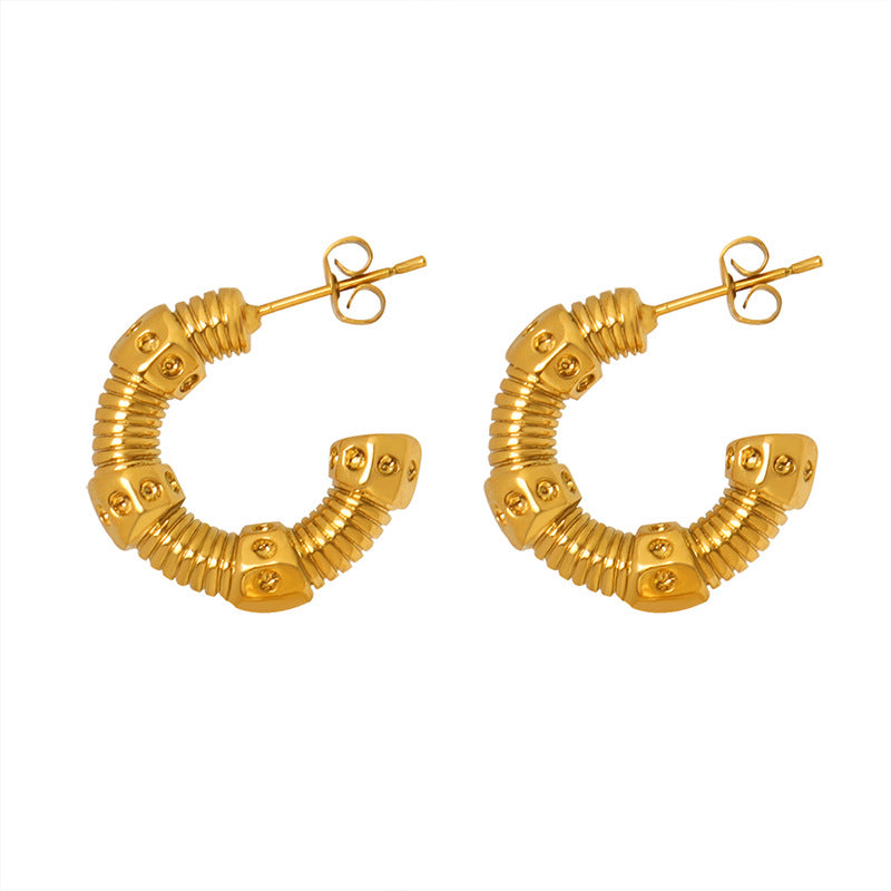 Round Screw Design Earrings