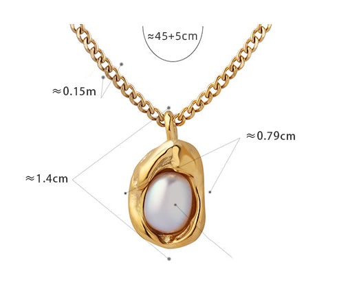 Fashion Inlaid Pearl Pendant Necklace