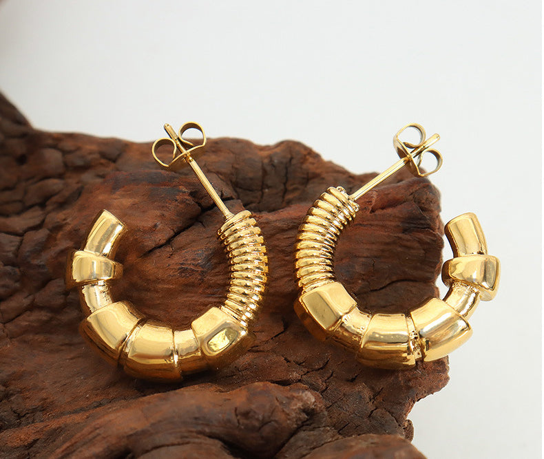 C-shaped Screw and Nut Earrings